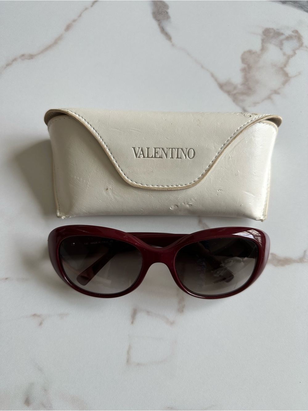 Valentino Women's Deep Wine Oval Sunglasses
